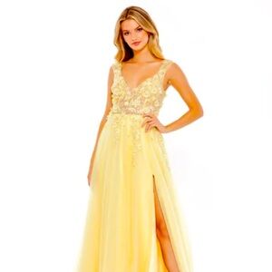 Mac Duggal Embellished Illusion Bustier A Line Gown
